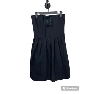 Hazel Womens Size L Black Dress Strapless Fit Flare Pockets Party Night Out R3